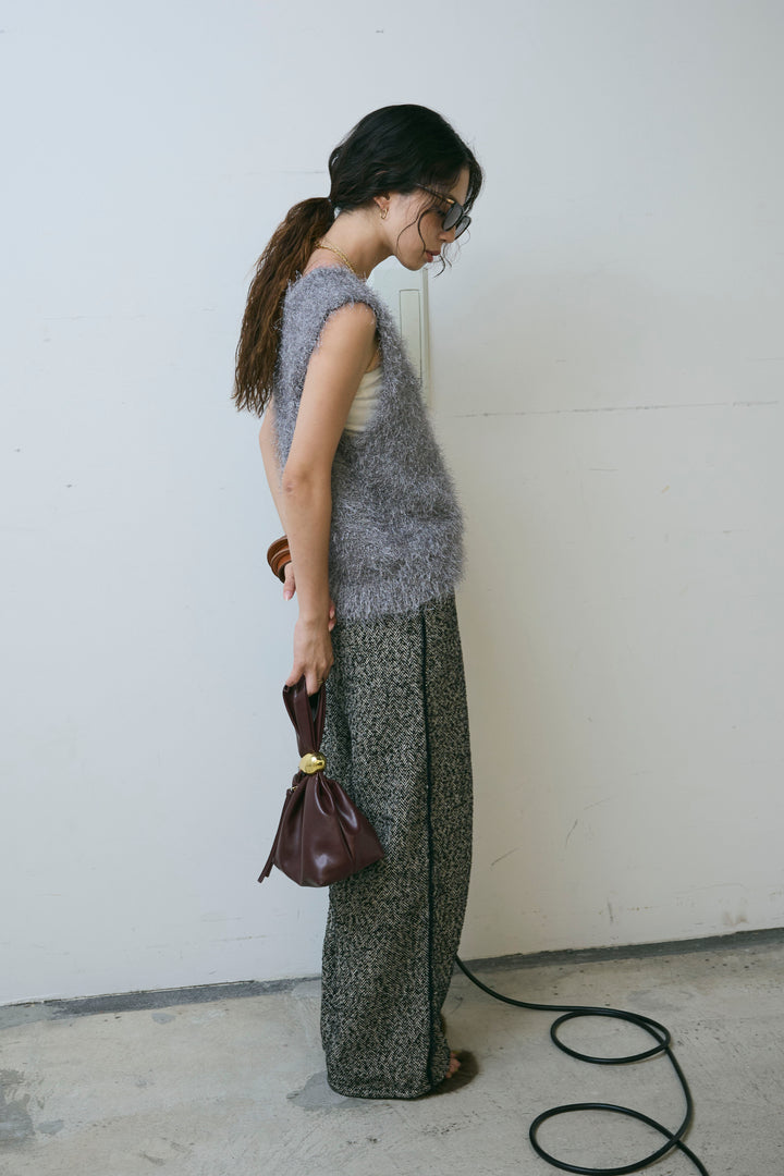 [予約/SET]ダンスフェザーベスト+ツイードフリンジカーブパンツ(2set)