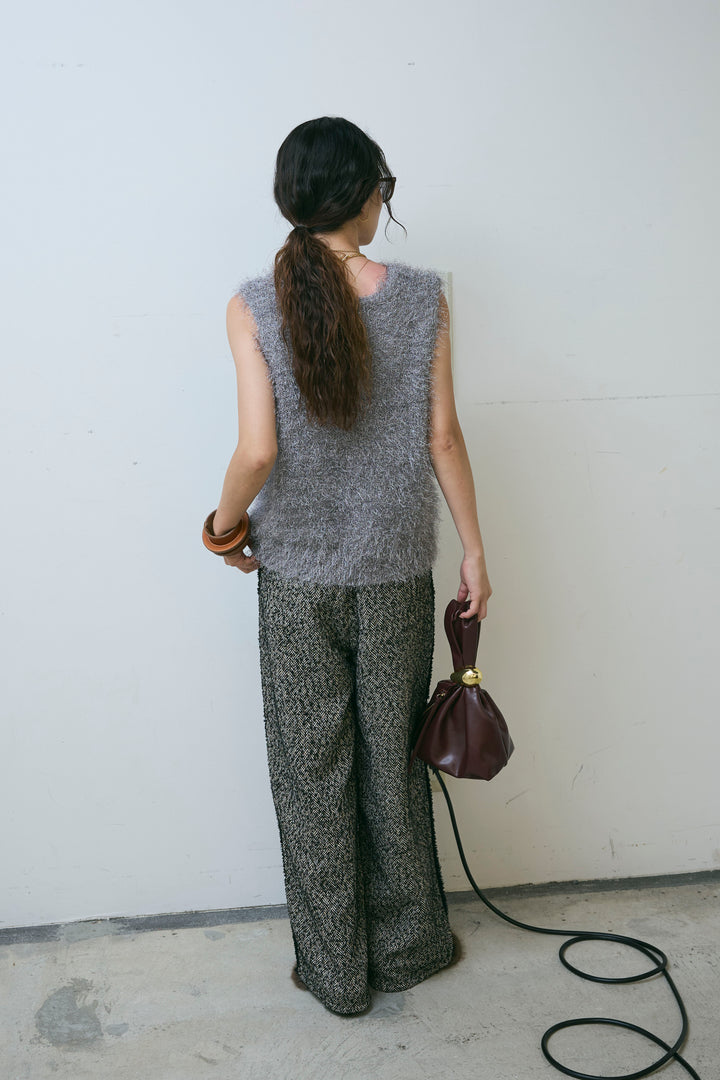 [予約/SET]ダンスフェザーベスト+ツイードフリンジカーブパンツ(2set)