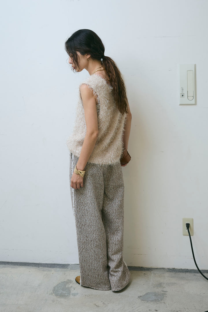 [予約/SET]ダンスフェザーベスト+ツイードフリンジカーブパンツ(2set)
