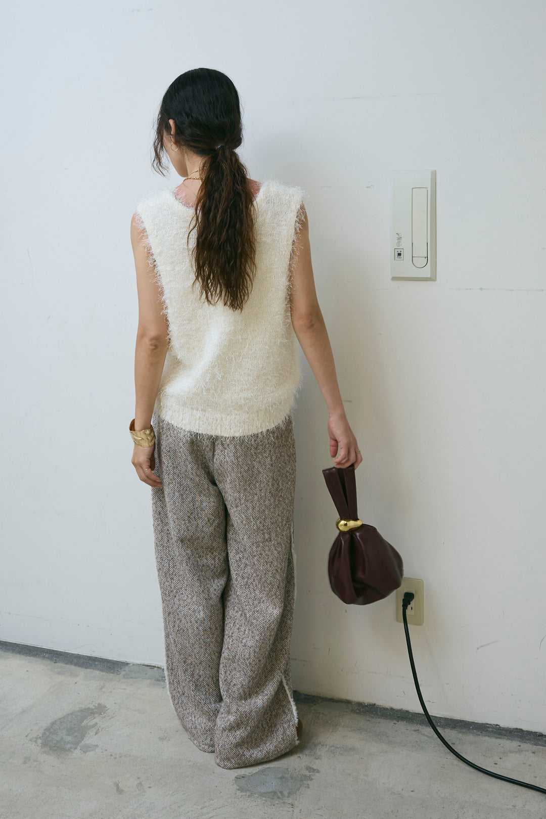 [予約/SET]ダンスフェザーベスト+ツイードフリンジカーブパンツ(2set)