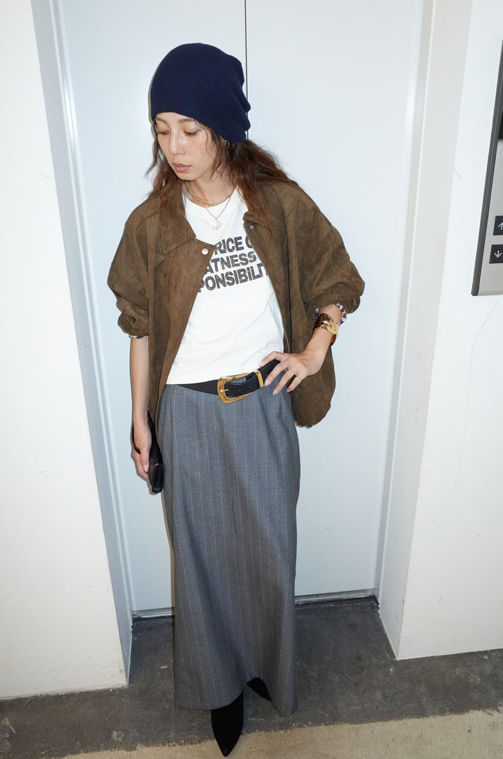 [予約/SET]フェイクスウェードブルゾン+ピグメントロゴショート丈T(2set)