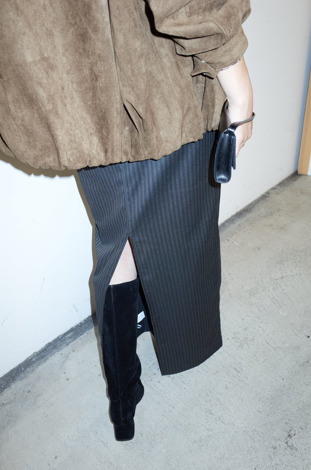 [予約/SET]フェイクスウェードブルゾン+アソートストライプバックスリットスカート(2set)