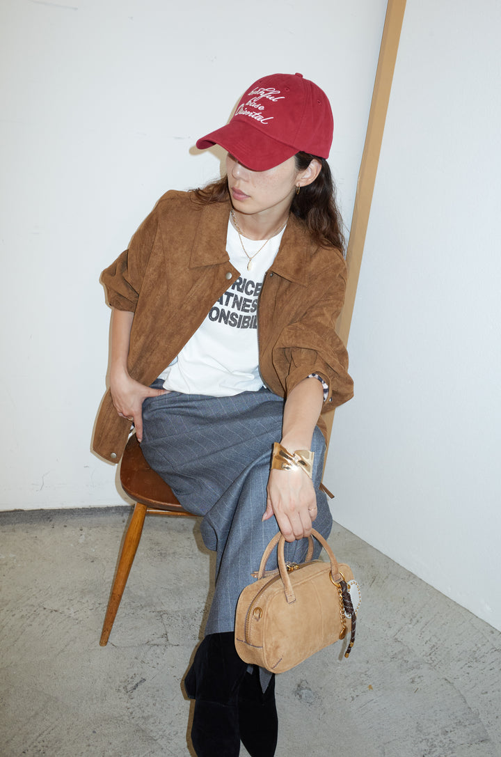 [予約/SET]フェイクスウェードブルゾン+ピグメントロゴショート丈T(2set)