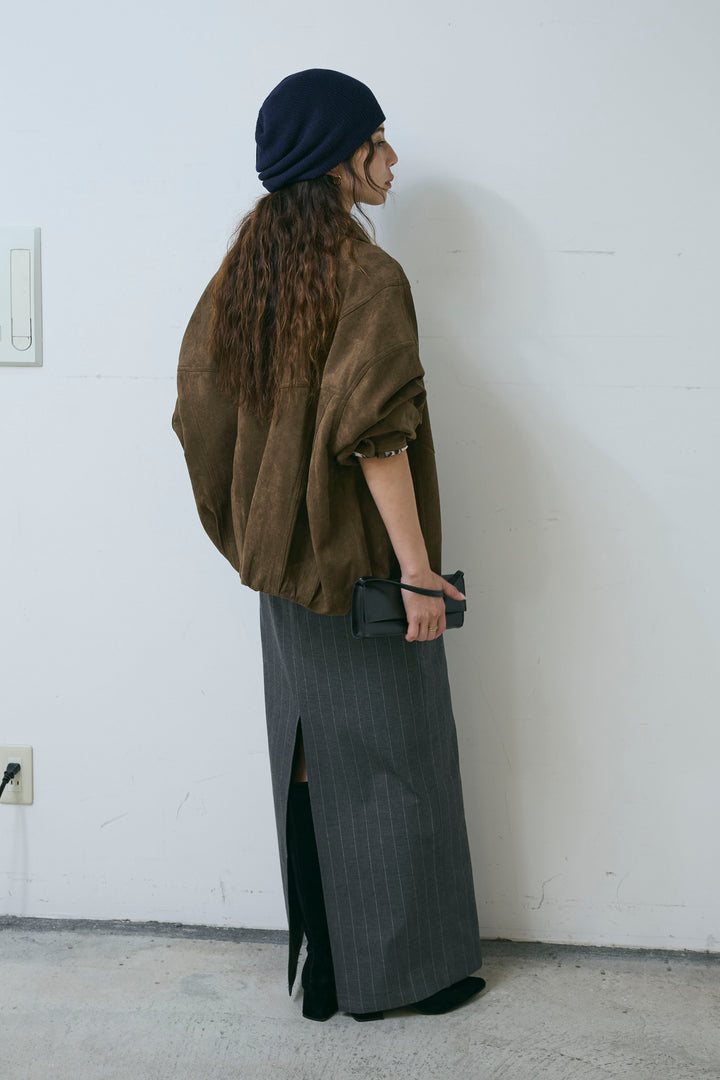 [予約/SET]フェイクスウェードブルゾン+ピグメントロゴショート丈T(2set)