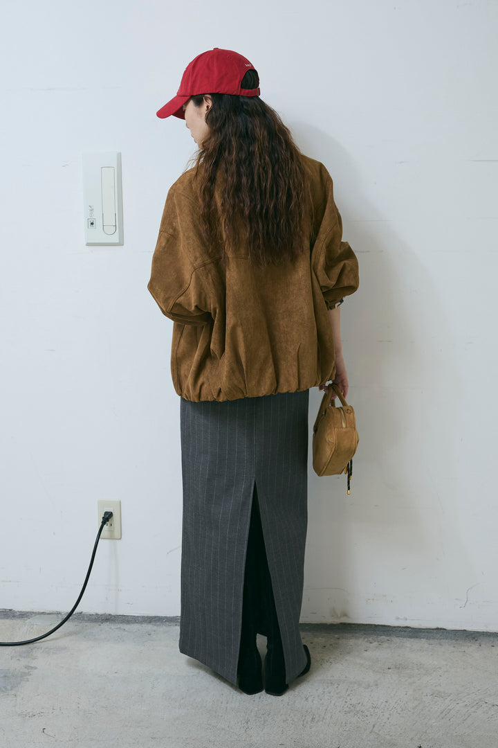 [予約/SET]フェイクスウェードブルゾン+ピグメントロゴショート丈T(2set)