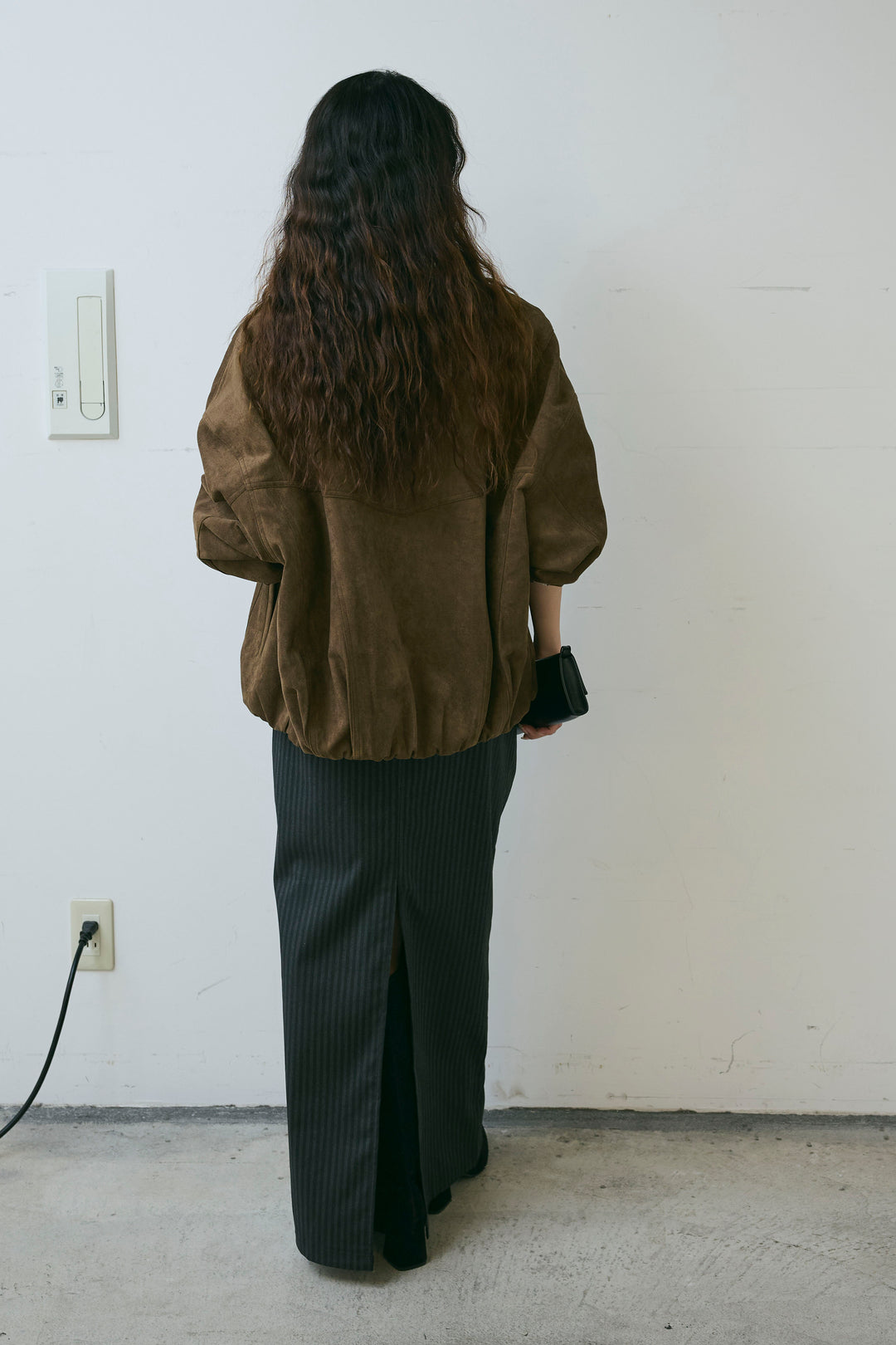 [予約/SET]フェイクスウェードブルゾン+アソートストライプバックスリットスカート(2set)