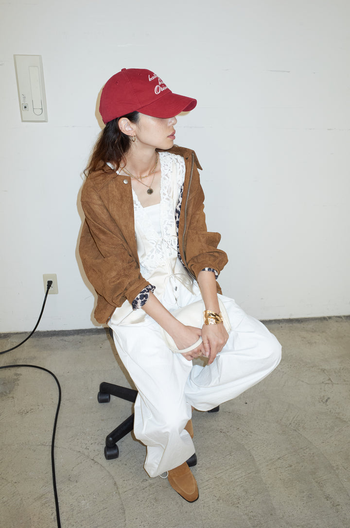 [予約/SET]フェイクスウェードブルゾン+ベロアレースサテンブラウス(2set)