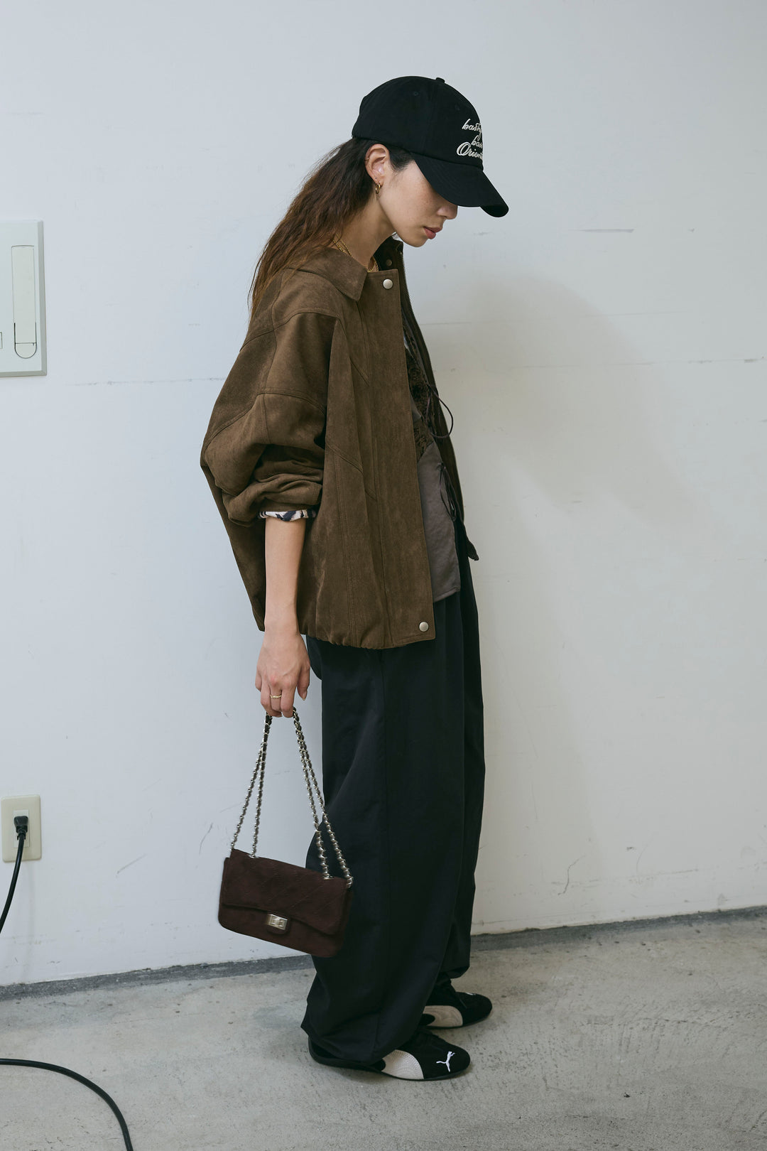 [予約/SET]フェイクスウェードブルゾン+裾ドロストナイロンパンツ(2set)