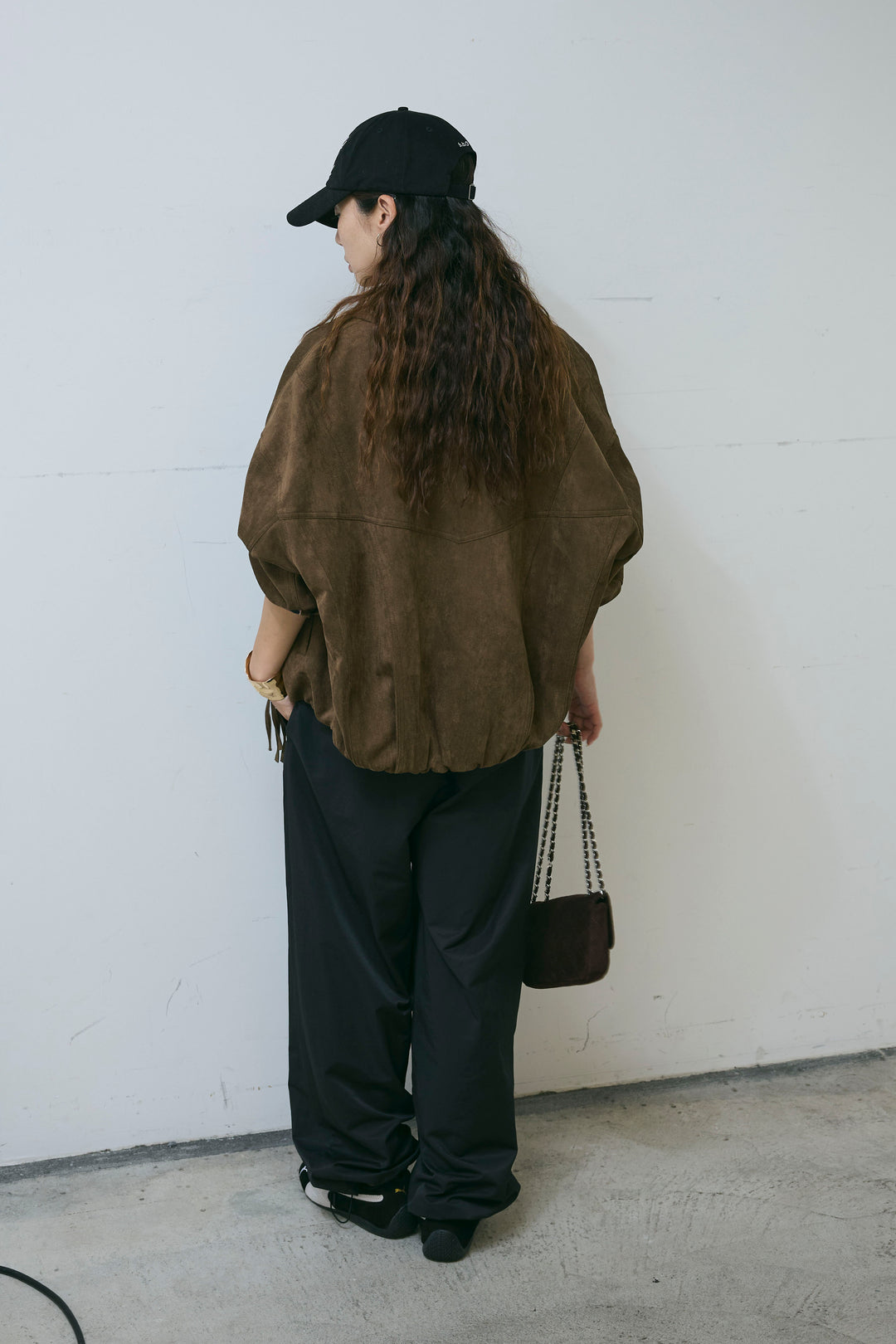 [予約/SET]フェイクスウェードブルゾン+裾ドロストナイロンパンツ(2set)