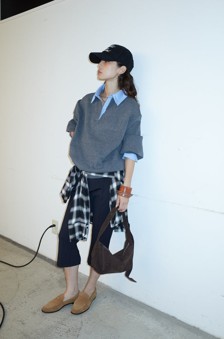 [予約/SET]プレッピーコントラストニット+ストレッチバイカーパンツ(2set)