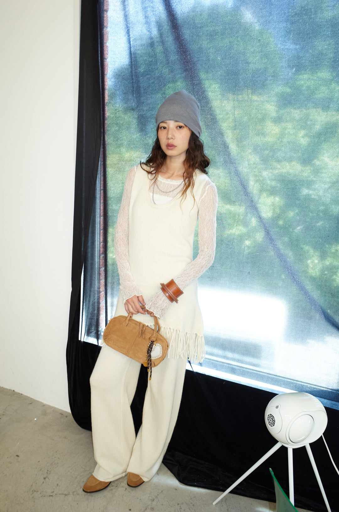 [予約/SET]裾フリンジノースリニット+シアーレーストップス+ニットワイドパンツ(3set)