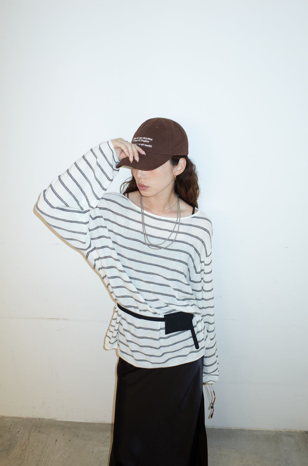 [予約/SET]シアールーズボーダーニット+サテンナロースカート(2set)