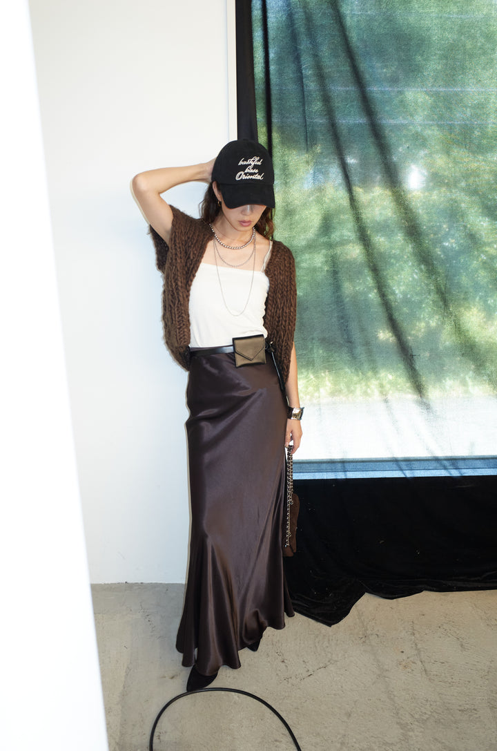 [予約/SET]ハンドニットロービングベスト+サテンナロースカート(2set)