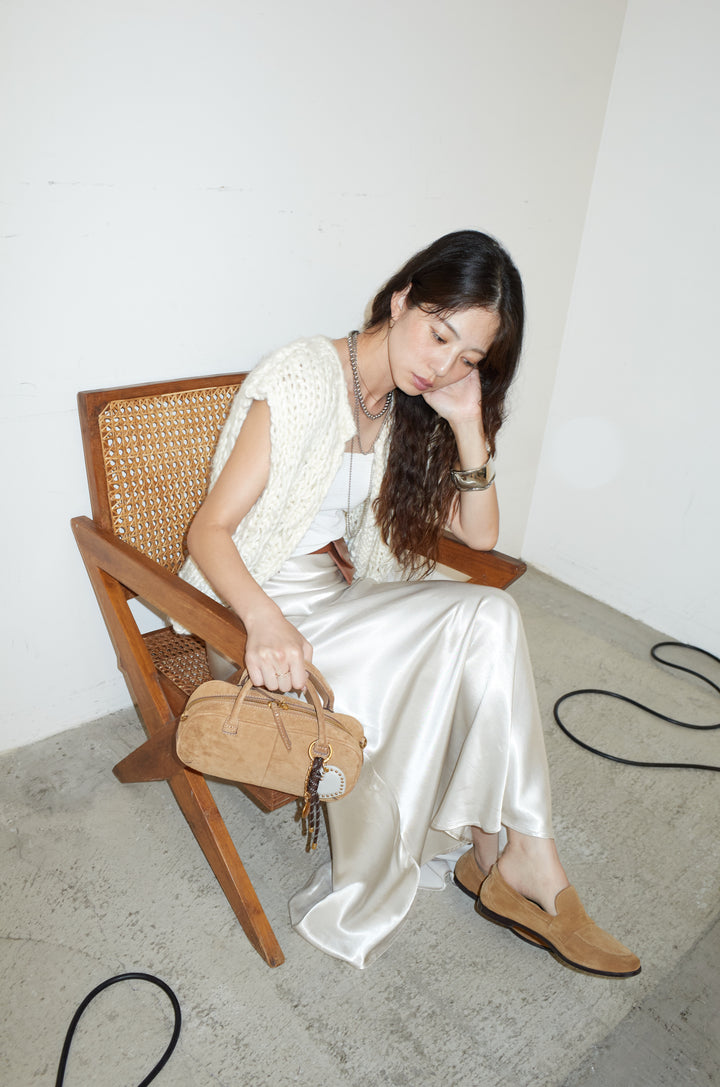 [予約/SET]ハンドニットロービングベスト+サテンナロースカート(2set)