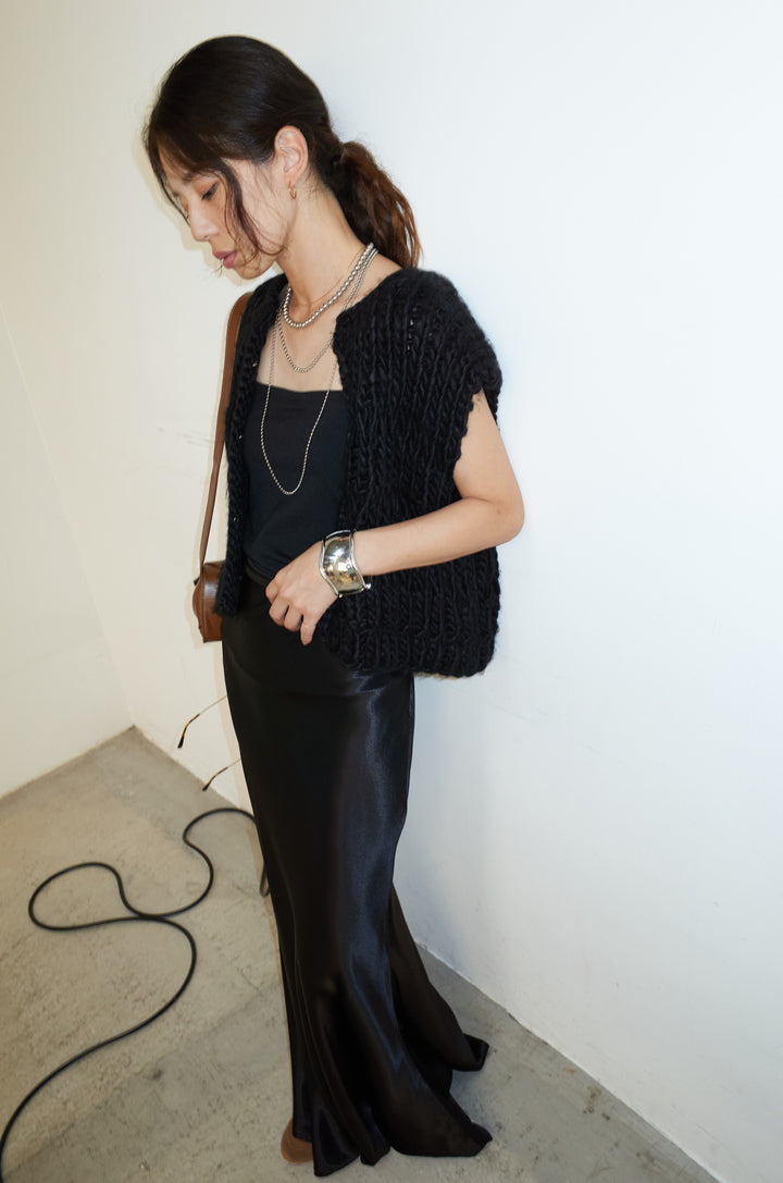 [予約/SET]ハンドニットロービングベスト+サテンナロースカート(2set)