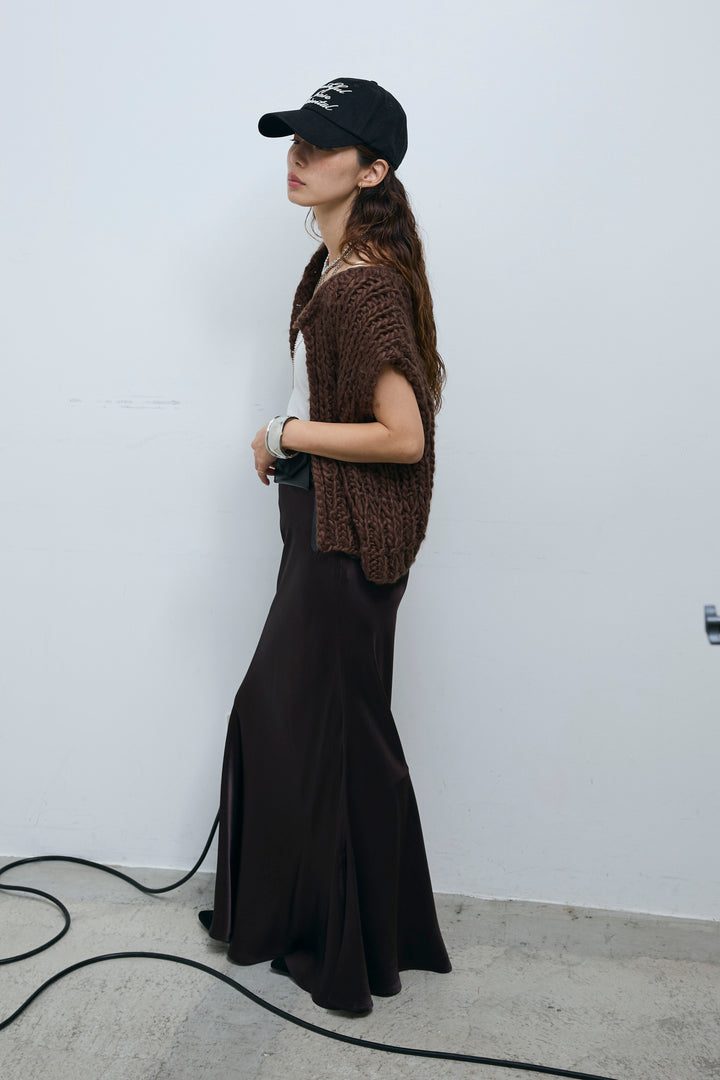 [予約/SET]ハンドニットロービングベスト+サテンナロースカート(2set)