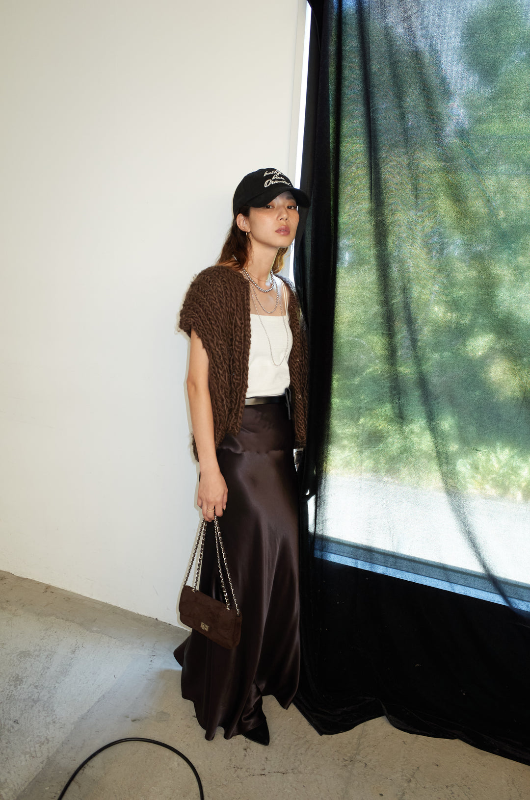 [予約/SET]ハンドニットロービングベスト+サテンナロースカート(2set)