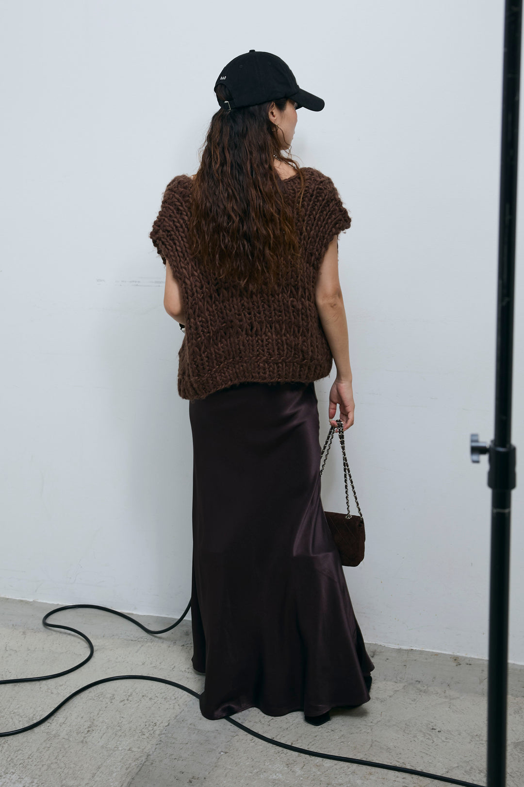 [予約/SET]ハンドニットロービングベスト+サテンナロースカート(2set)