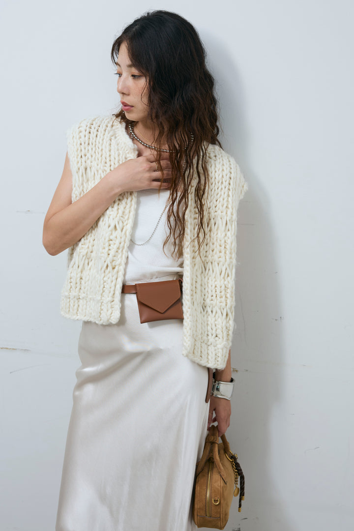 [予約/SET]ハンドニットロービングベスト+サテンナロースカート(2set)