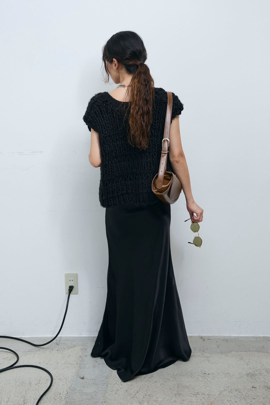 [予約/SET]ハンドニットロービングベスト+サテンナロースカート(2set)