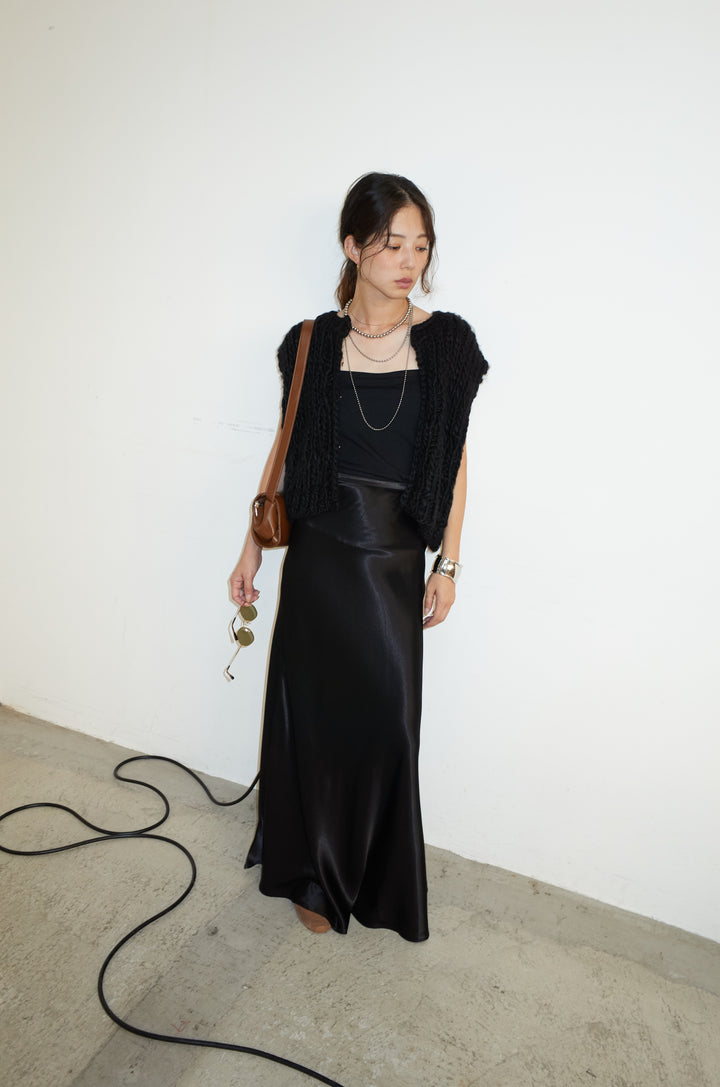 [予約/SET]ハンドニットロービングベスト+サテンナロースカート(2set)