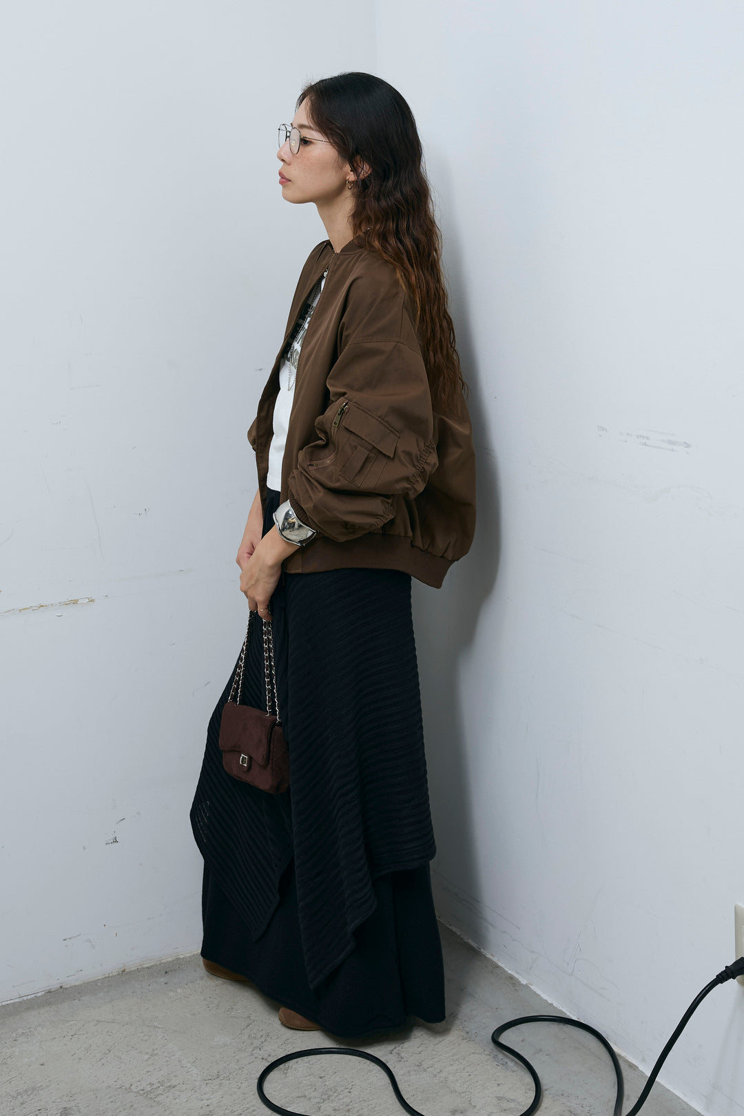 [予約/SET]ライン編みニットラップ+ニットマキシスカート(2set)