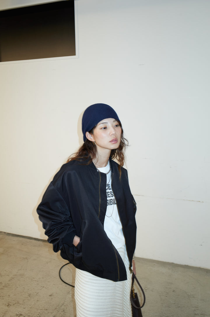 [予約/SET]袖ボリュームMA1+ライン編みニットラップ+ニットマキシスカート(3set)