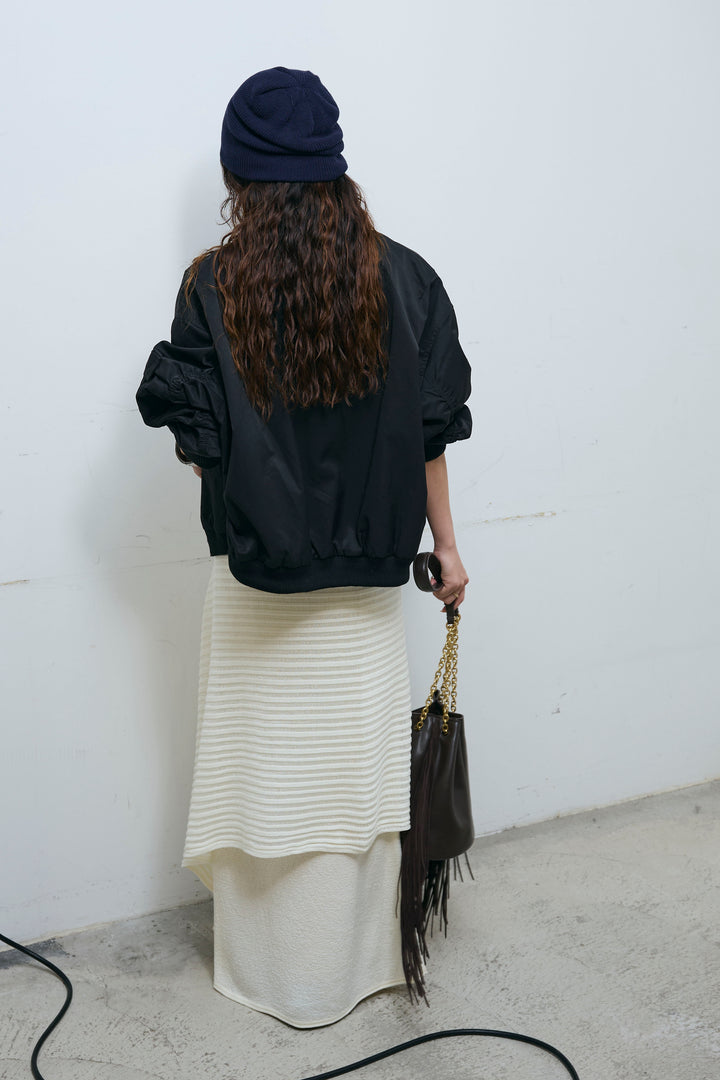 [予約/SET]袖ボリュームMA1+ピグメントロゴショート丈T+ニットマキシスカート(3set)