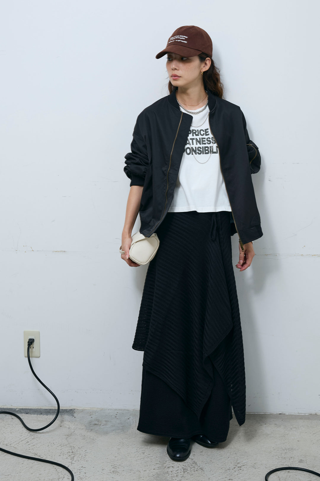 [予約/SET]ライン編みニットラップ+ニットマキシスカート(2set)