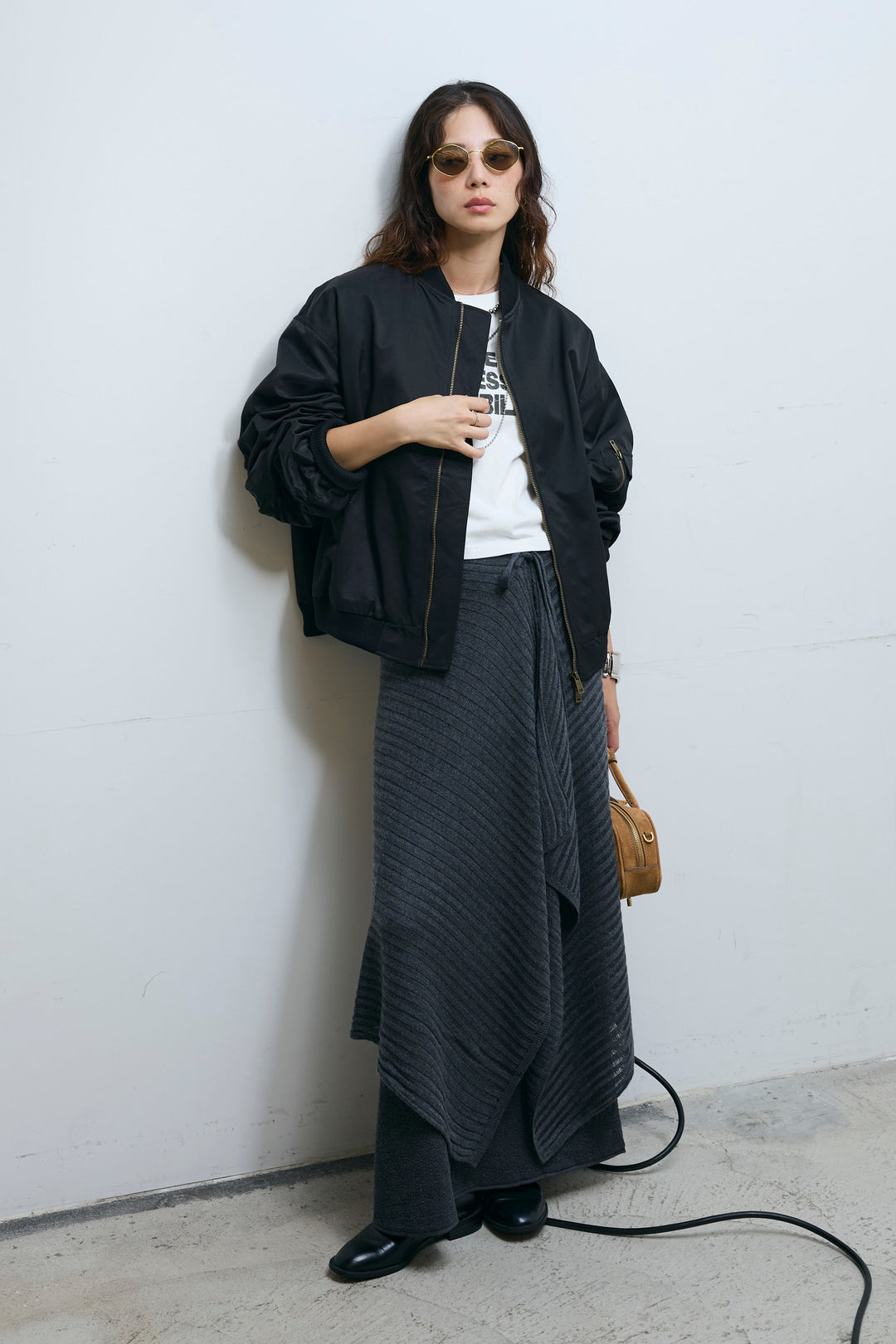 [予約/SET]ライン編みニットラップ+ニットマキシスカート(2set)