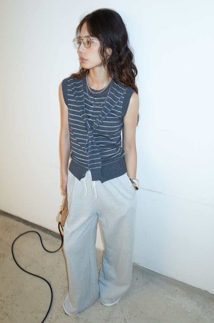 [予約/SET]ドッキングスリーブニットTOPS+エフォートレススウェットパンツ(2set)