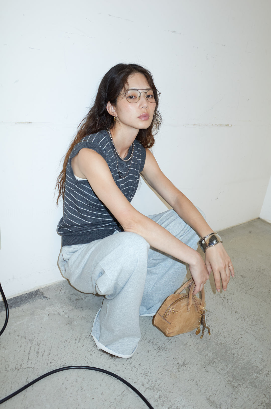 [予約/SET]ドッキングスリーブニットTOPS+エフォートレススウェットパンツ(2set)