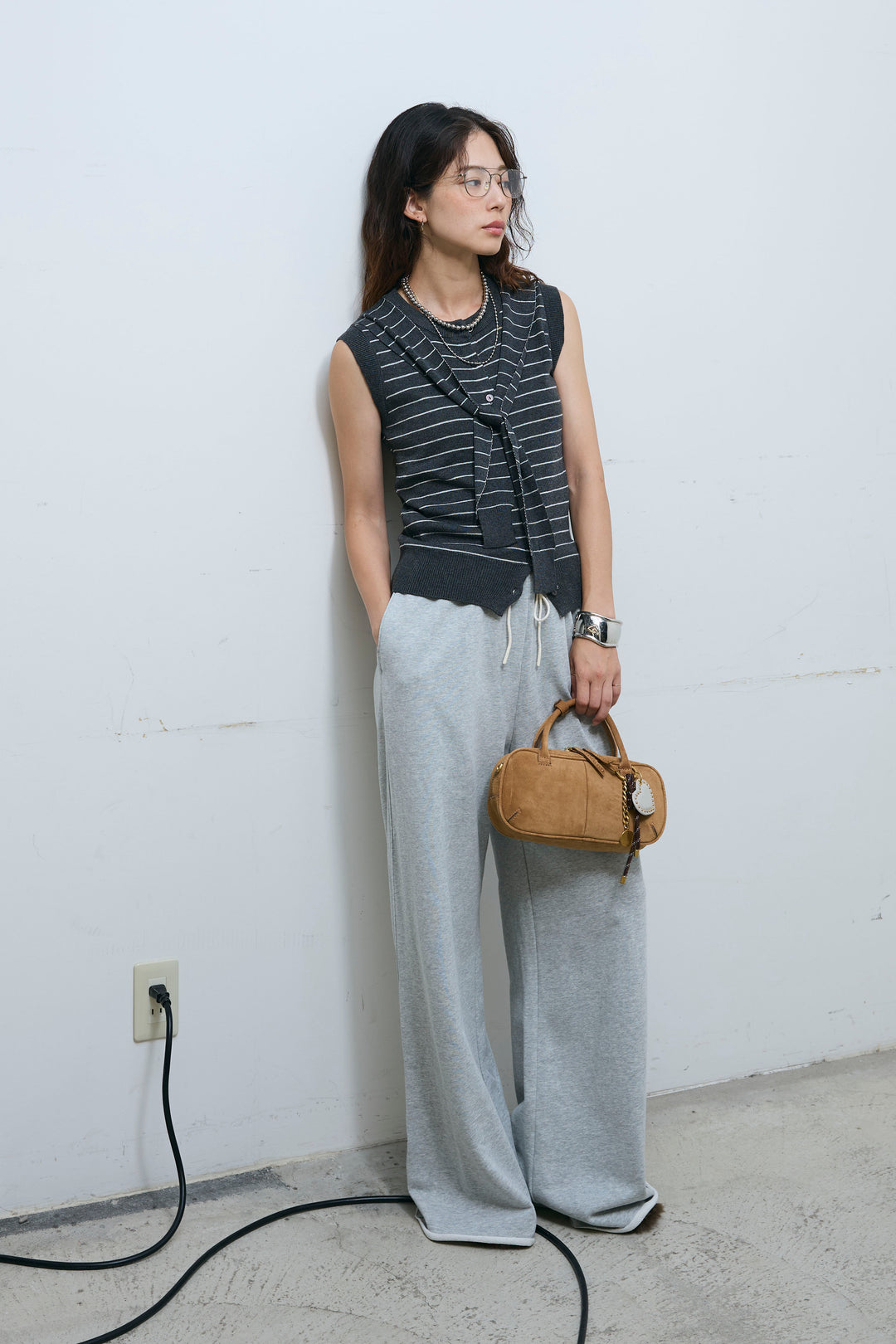 [予約/SET]ドッキングスリーブニットTOPS+エフォートレススウェットパンツ(2set)