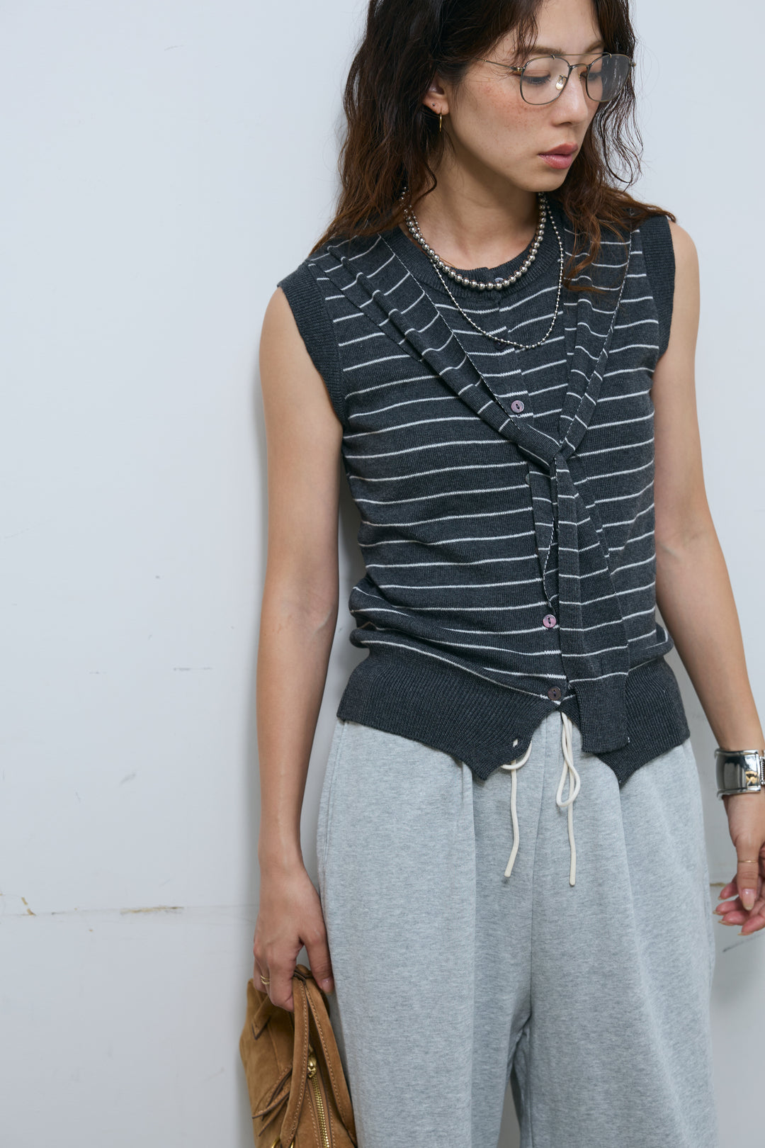 [予約/SET]ドッキングスリーブニットTOPS+エフォートレススウェットパンツ(2set)