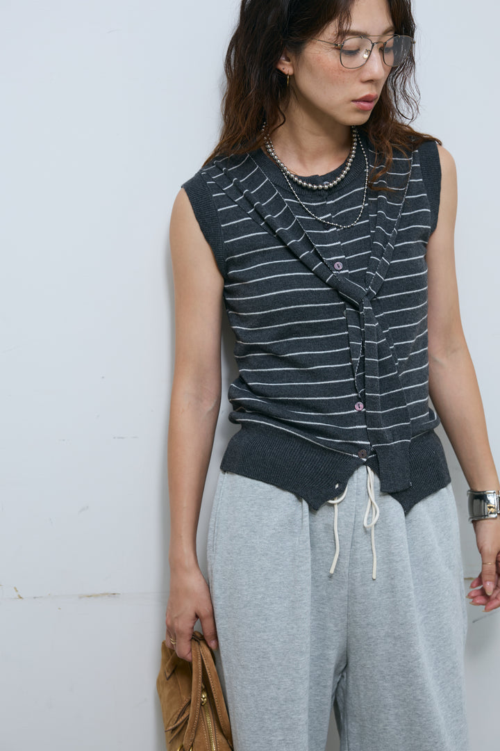 [予約/SET]ドッキングスリーブニットTOPS+エフォートレススウェットパンツ(2set)