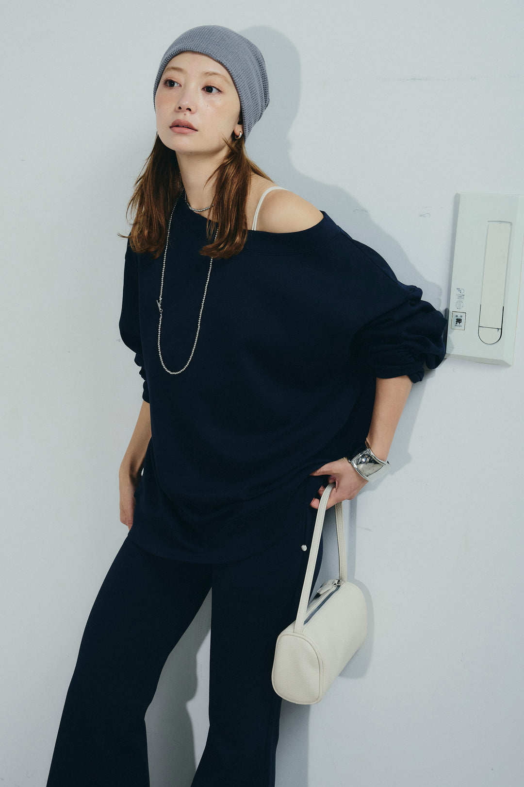 [予約/SET]オーバーサイズオフショルスウェット+美脚フレアスウェットパンツ(2set)