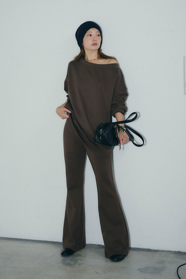 [予約/SET]オーバーサイズオフショルスウェット+美脚フレアスウェットパンツ(2set)