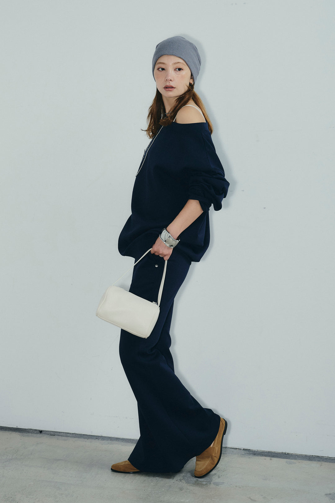 [予約/SET]オーバーサイズオフショルスウェット+美脚フレアスウェットパンツ(2set)