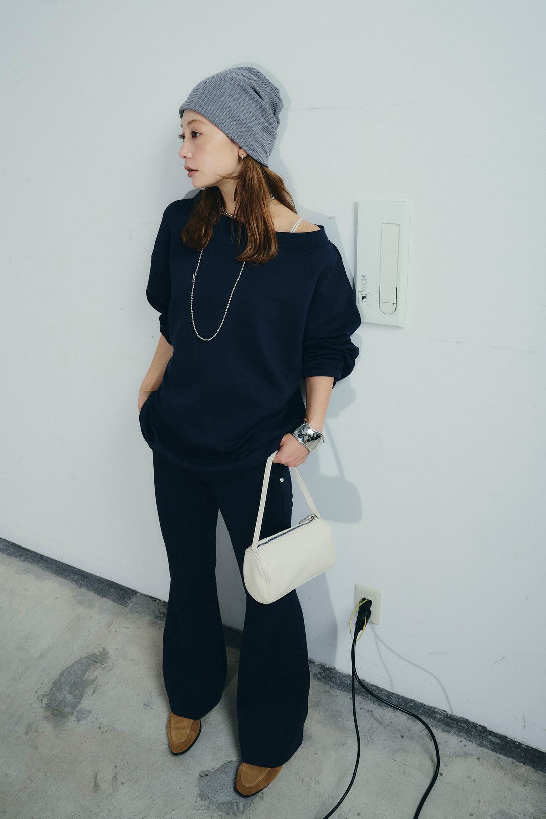 [予約/SET]オーバーサイズオフショルスウェット+美脚フレアスウェットパンツ(2set)