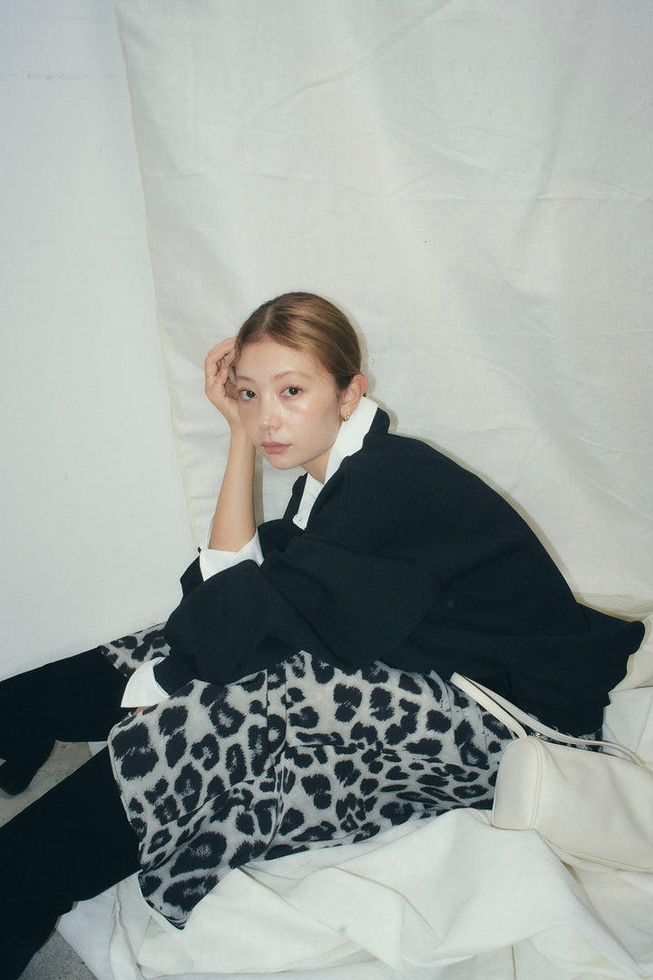 [予約/SET]プレッピーコントラストニット+レオパードナロースカート(2set)