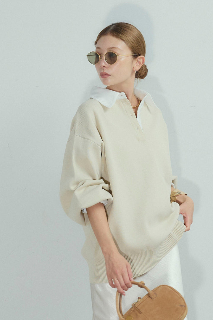 [予約/SET]ラガーニットプルオーバー+プレッピーコントラストニット(2set)