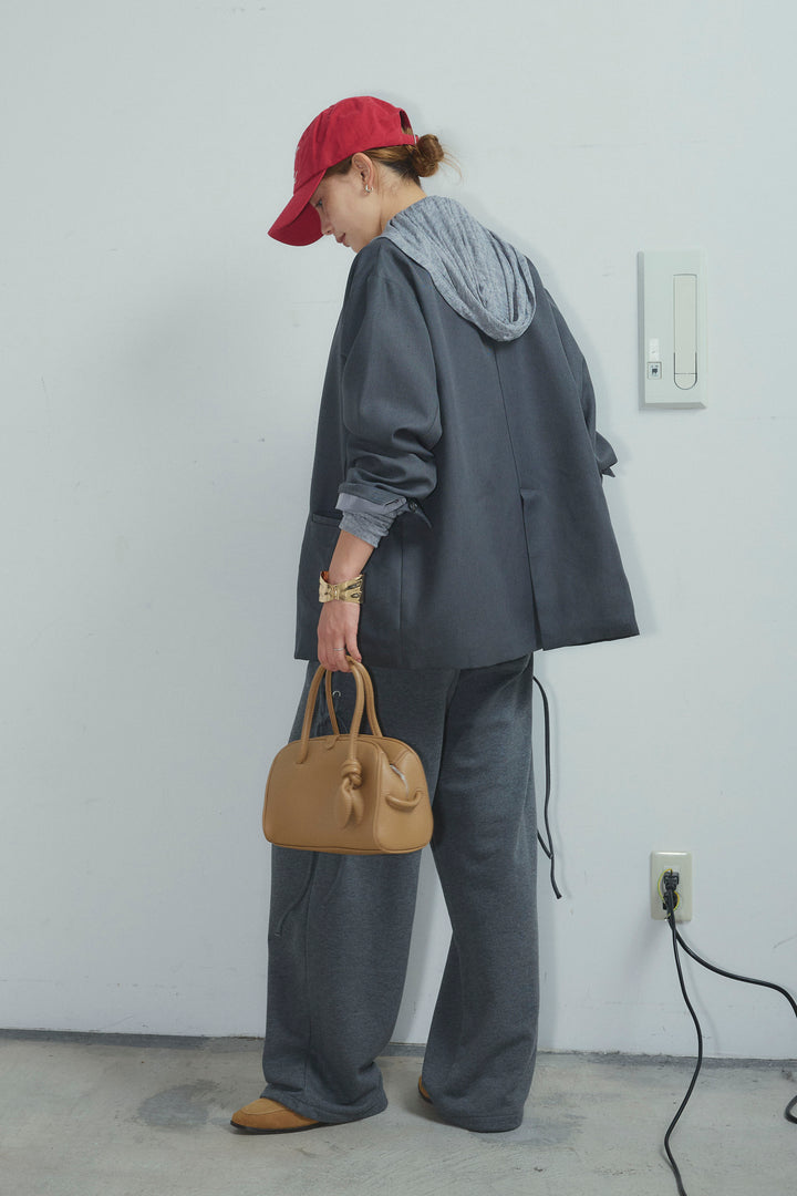 [予約/SET]ヘザーツイルダブルジャケット+サイドレースアップスウェットパンツ(2set)