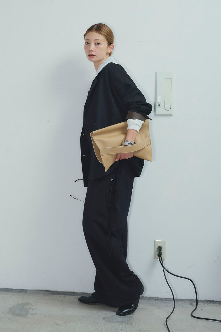 [予約/SET]ヘザーツイルダブルジャケット+サイドレースアップスウェットパンツ(2set)