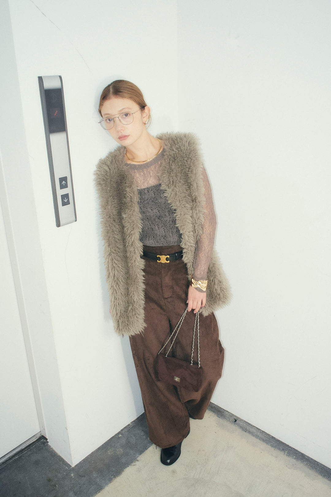 [予約/SET]プードルファーベスト+細畝コーデュロイカーブパンツ(2set)