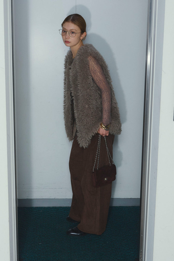 [予約/SET]プードルファーベスト+シアーレーストップス+細畝コーデュロイカーブパンツ(3set)