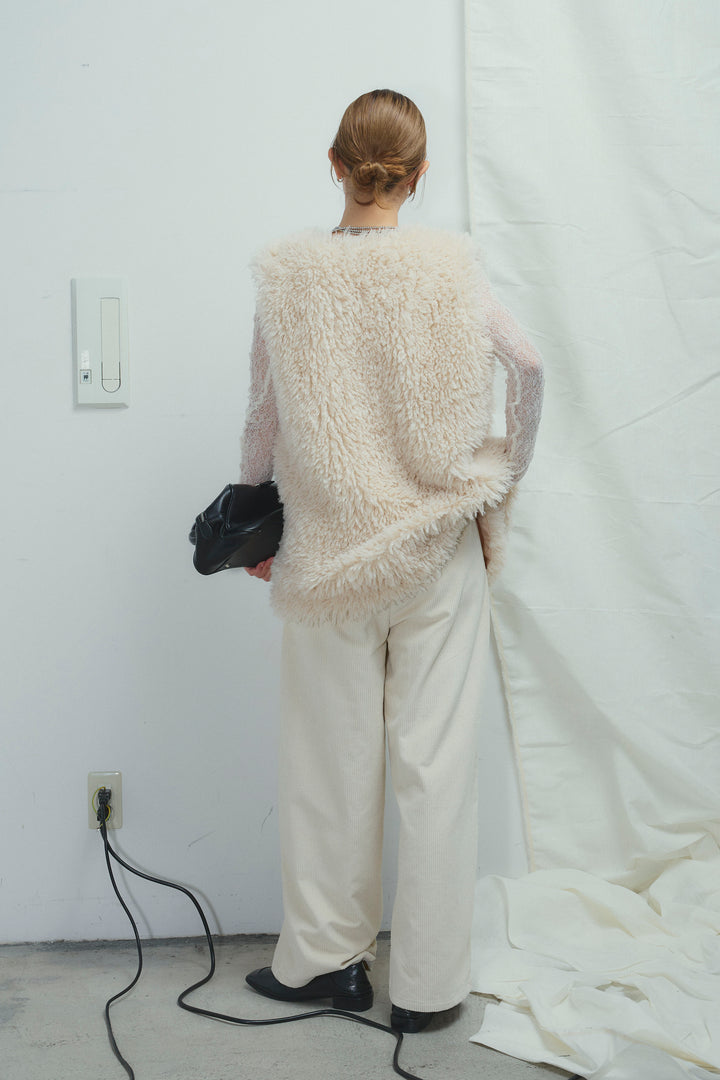 [予約/SET]プードルファーベスト+シアーレーストップス+細畝コーデュロイカーブパンツ(3set)