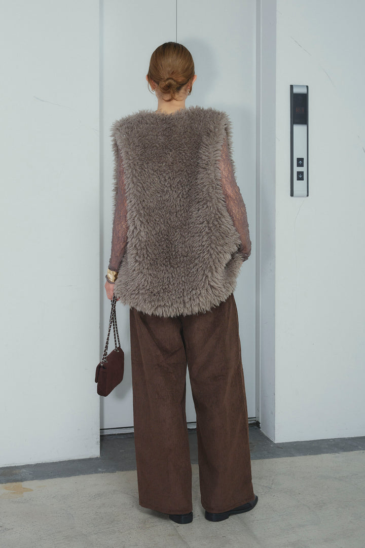 [予約/SET]プードルファーベスト+細畝コーデュロイカーブパンツ(2set)