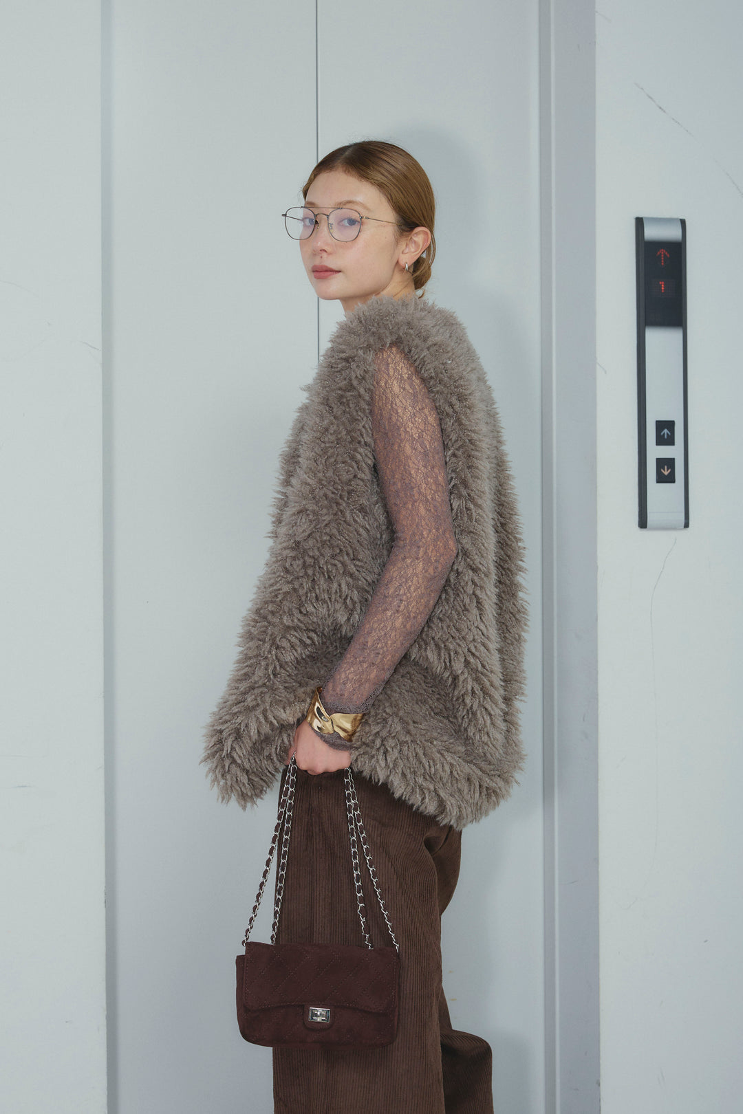 [予約/SET]プードルファーベスト+細畝コーデュロイカーブパンツ(2set)