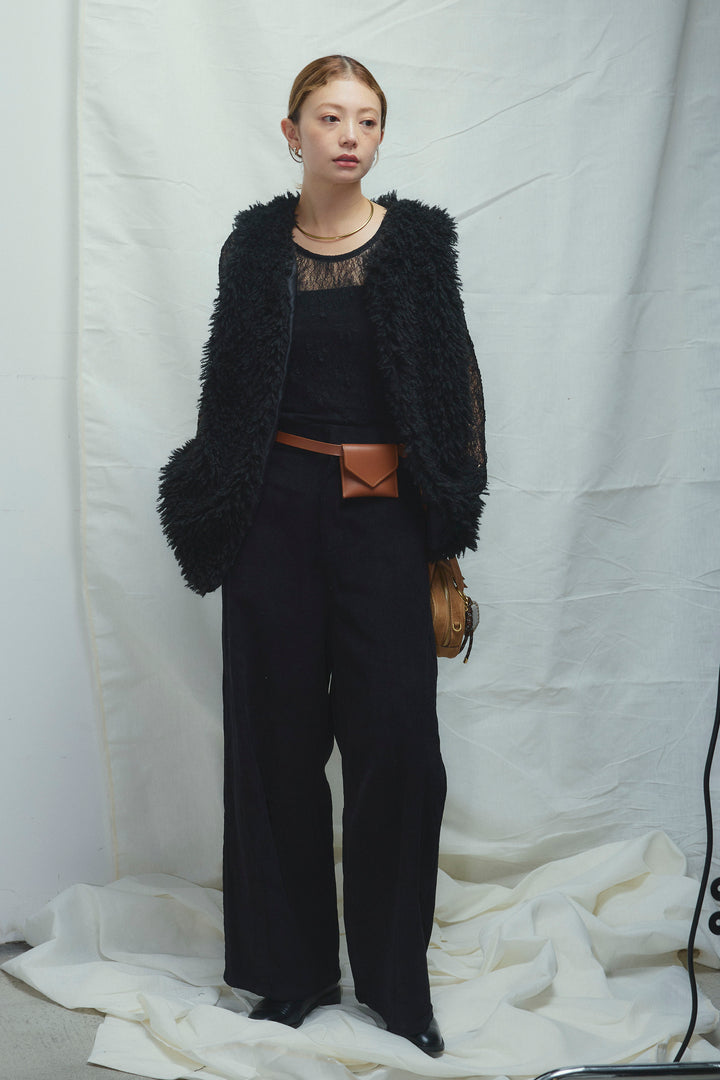 [予約/SET]プードルファーベスト+細畝コーデュロイカーブパンツ(2set)