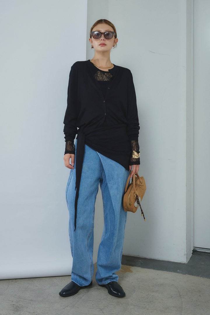 [予約/SET]スカーフセットウール混カーデ+シアーレーストップス(2set)